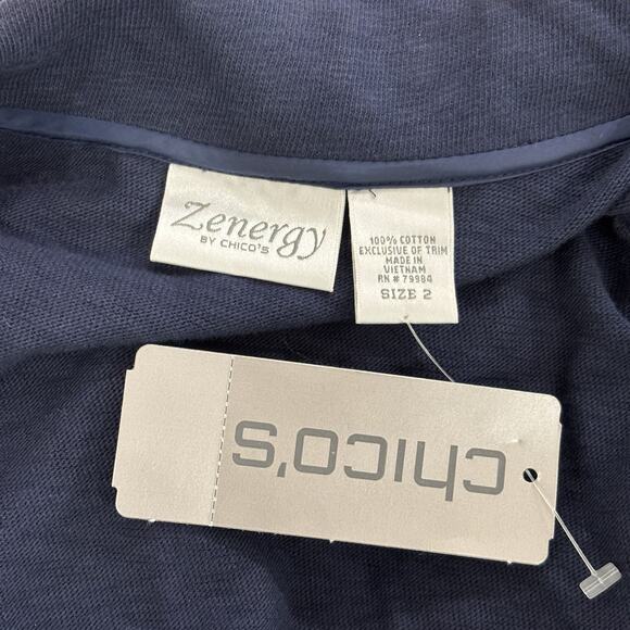 NWT Chico’s Size 2 (L ) Blue Zenergy Slub 100% Cotton Jersey Weekend Jacket - Picture 2 of 5